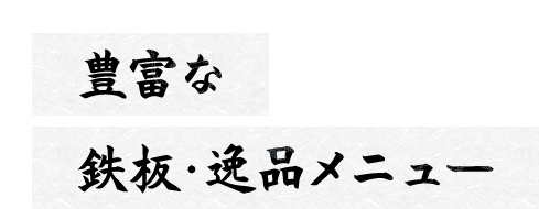 豊富な 鉄板・逸品メニュー